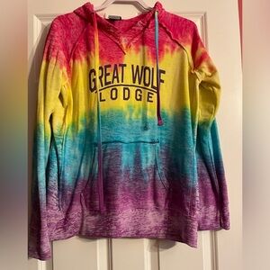Great wolf lodge tie dye sweatshirt with hoodie xl